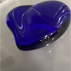 Tiffany & Co. Elegant Cobalt Blue Elsa Peretti Glass Paperweight Accent Piece